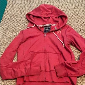 Classic pink zip up hoodie sweater